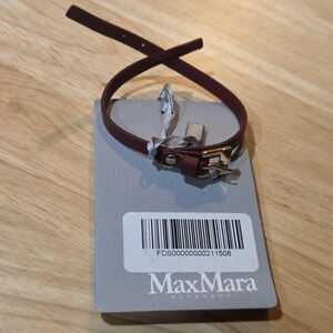 MaxMara Lace Bracelet Women OS Burgundy NEW Leather Gold Buckle $85